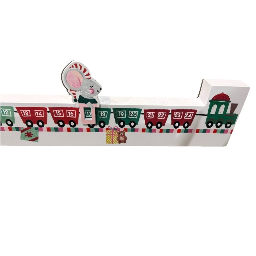 New Ganz MOUSE ON TRAIN Wooden Advent Christmas Countdown Calendar